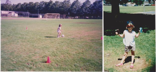 Young Emily explores her soccer potential...and the food on the sidelines.